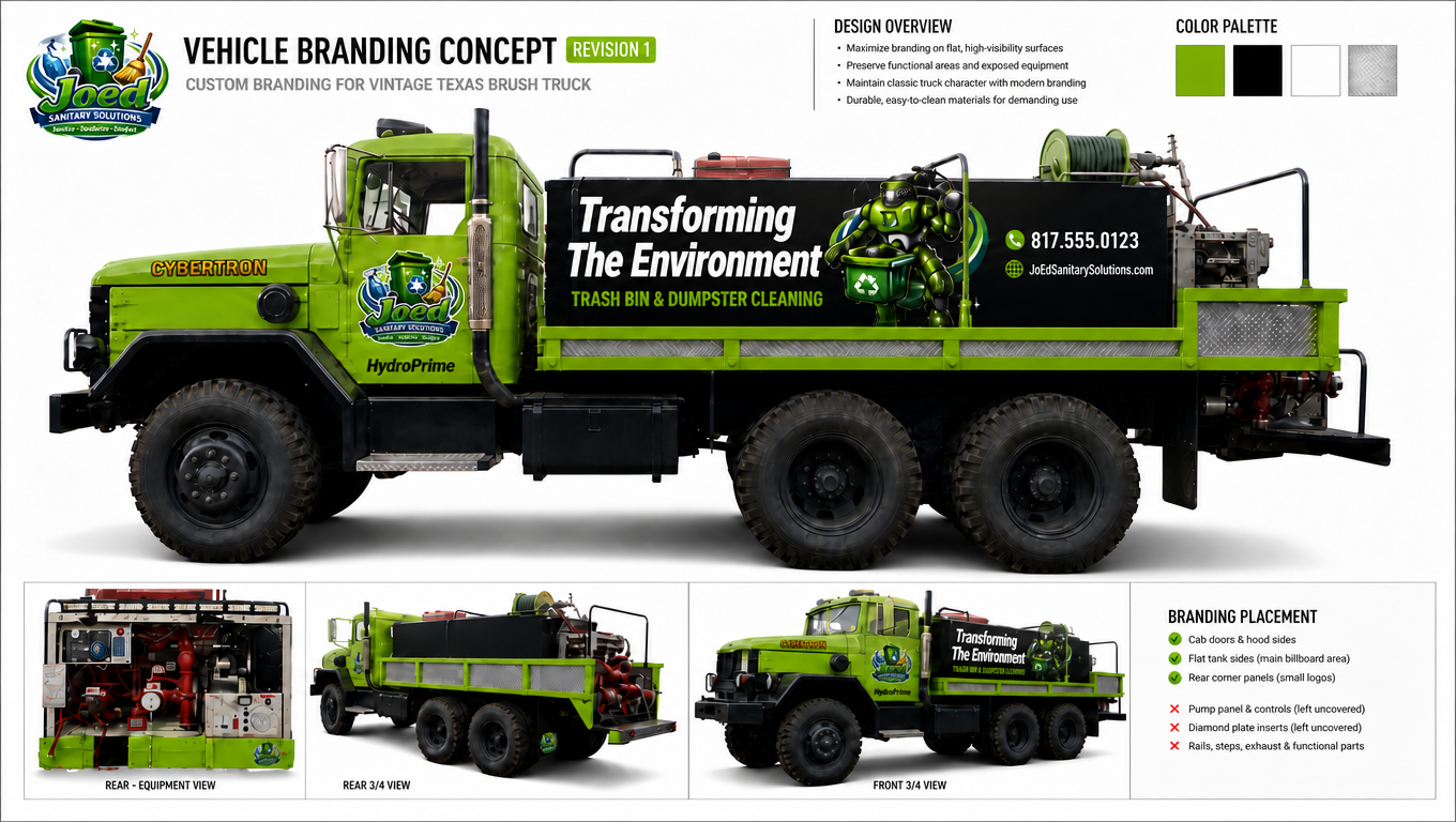 JoEd HydroPrime military water truck — Transforming The Environment wrap