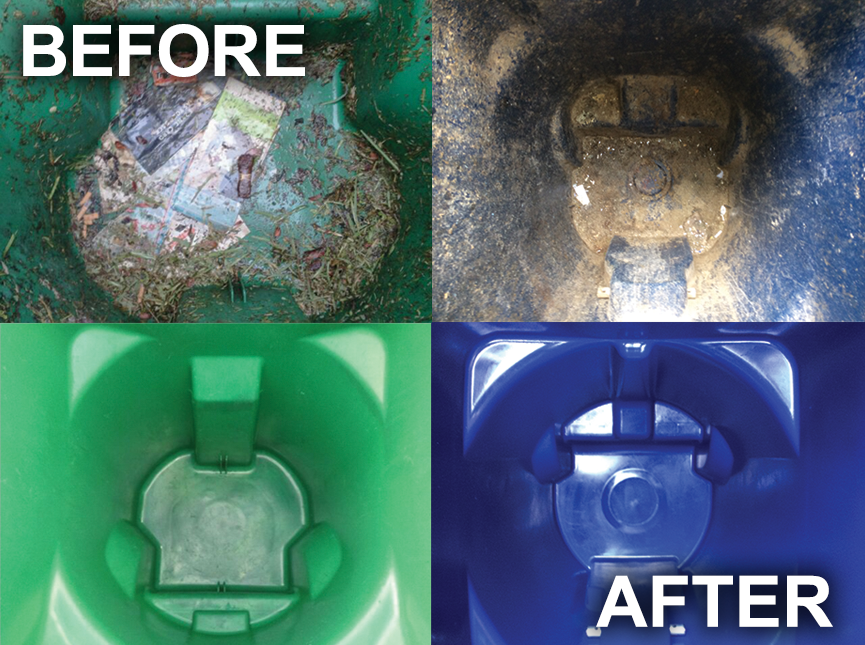 Before and after bin cleaning results — JoEd Sanitary Solutions